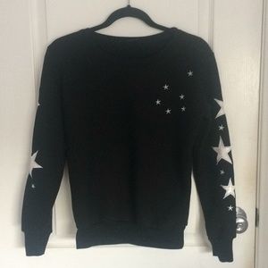 black sweatshirt with white stars